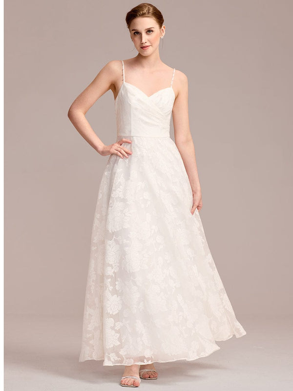 Spaghetti Strap Sweetheart Floral Wedding Dress
