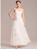 Spaghetti Strap Sweetheart Floral Wedding Dress